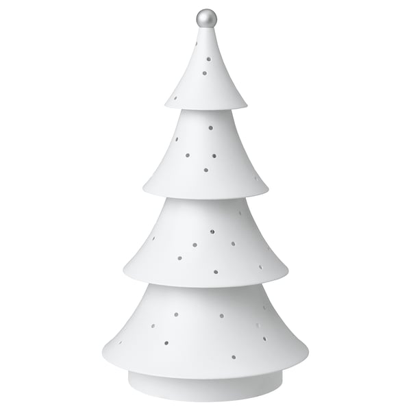 STRÅLA weiße Baumlampe, batteriebetrieben, konische Form, gepunktetes Design, warmes Licht.