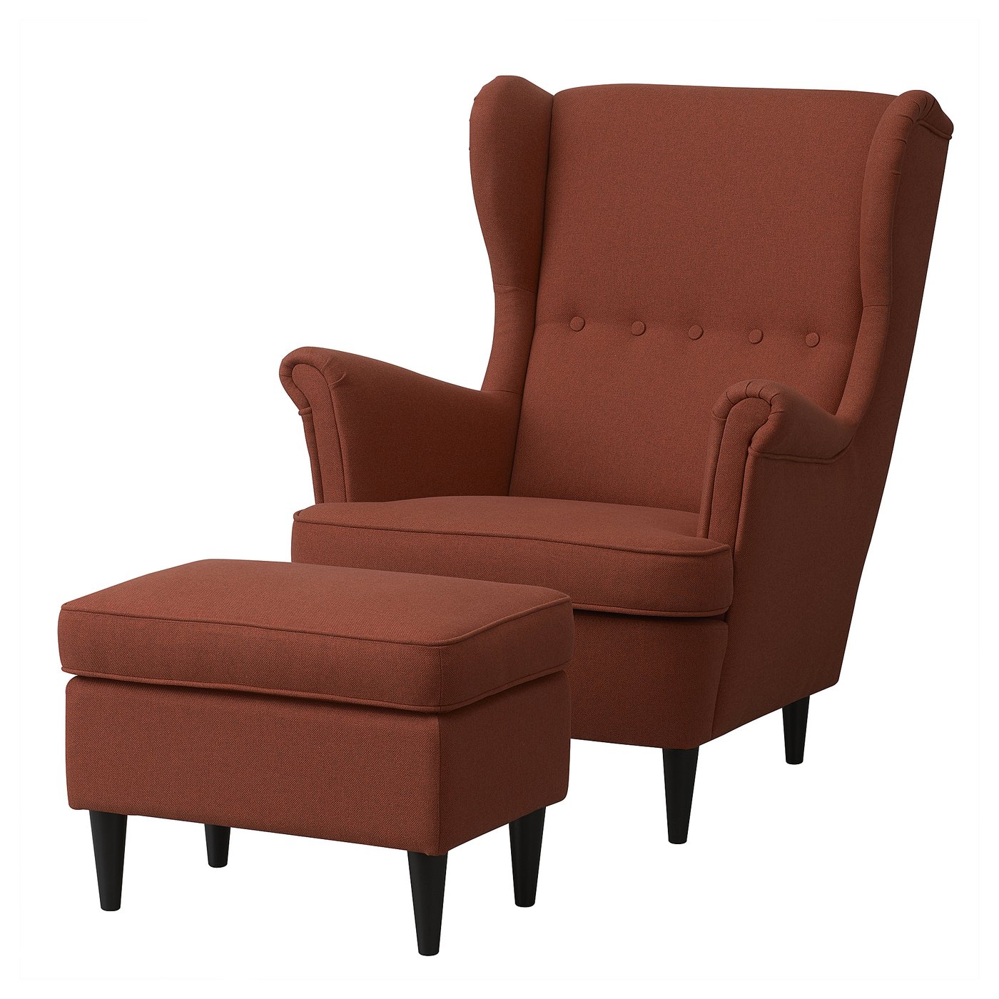 IKEA STRANDMON Sessel mit Hocker Gunnared braunrot Gunnared braunrot