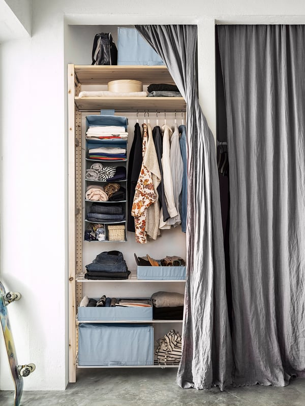 STUK Aufbewahrung mit 7 Fächern, blaugrau, 30x30x90 cm - IKEA Deutschland