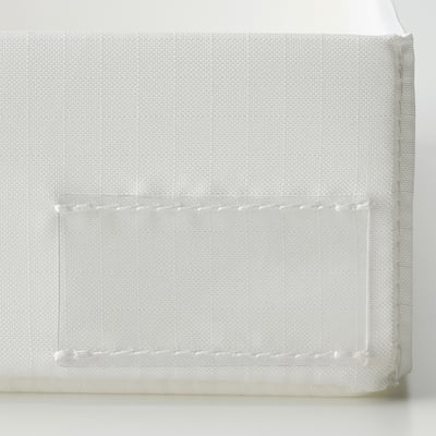 Weißes STUK-Acryltablett mit Polyestergewebe, quadratische Form, Einzeletikettenhalter.