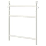 Weißes Wandregal mit 2 Stangen für Küchenutensilien, pulverbeschichteter Stahl, feuchtigkeitsbeständig.