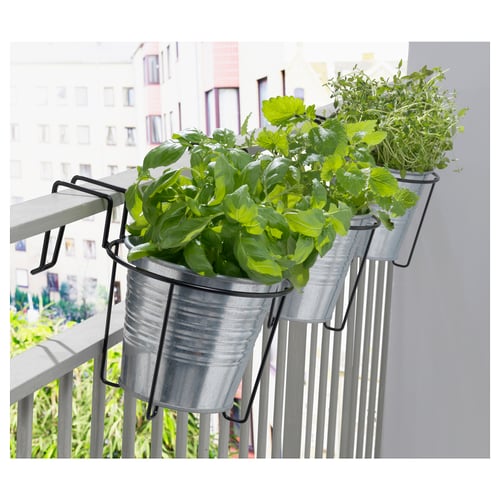 SVARTPEPPAR Halter für Blumentopf, drinnen/draußen schwarz, 16 cm