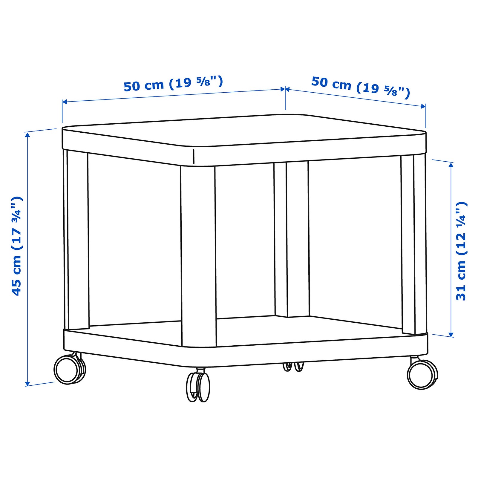 TINGBY Beistelltisch mit Rollen, weiß, 50x50 cm IKEA Deutschland