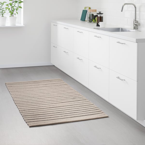 Torslev Teppich Flach Gewebt Streifen Weiss Schwarz Ikea