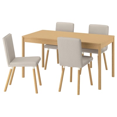 TONSTAD / TONSTAD Tisch und 4 Stühle, Eichenfurnier/Fridtuna hellbeige Eichenachbildung, 150x80 cm
