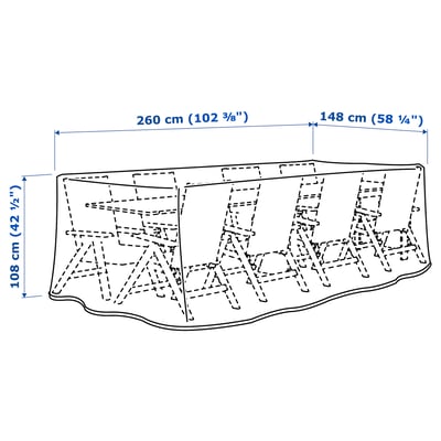 TOSTERÖ GartenmöbelAbdeckung, Essgruppe/schwarz, 260x148 cm IKEA