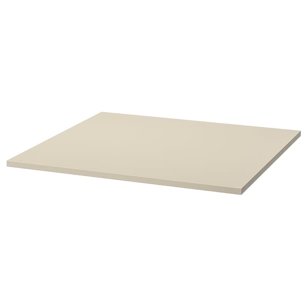 Eine TROTTEN Tischplatte in Beige aus Melamin und Spanplatten.