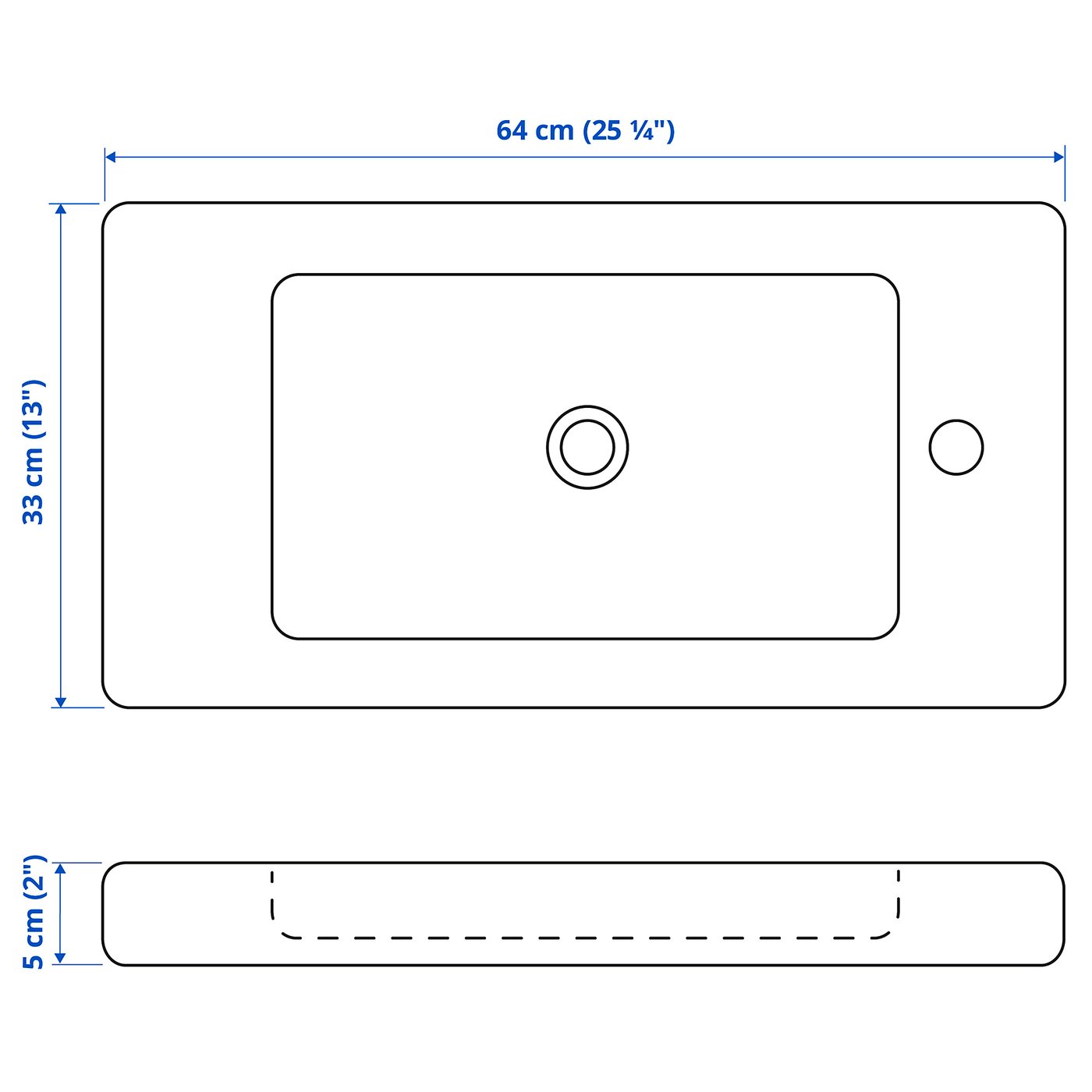 Thumbnail - IKEA TVÄLLEN Waschbecken mit Siphon weiß 64x33 cm