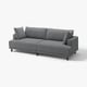 Modernes graues, l-förmiges UPPÅKRA-Sofa, weicher Stoff, Holzbeine, gemütliche Kissen.