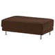 Ein brauner UPPÅKRA-Hocker mit einem üppigen, strukturierten Cordbezug und polierten Metallbeinen.