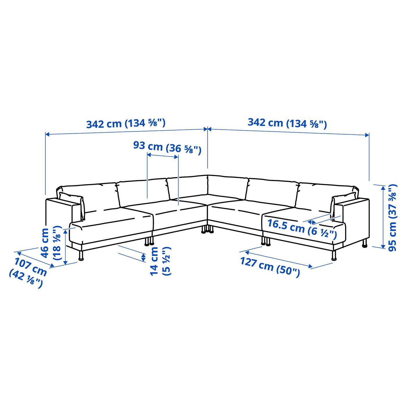 Thumbnail - IKEA UPPÅKRA Modulecksofa 6-sitzig ohne Abschluss links/Axvall dunkel graublau