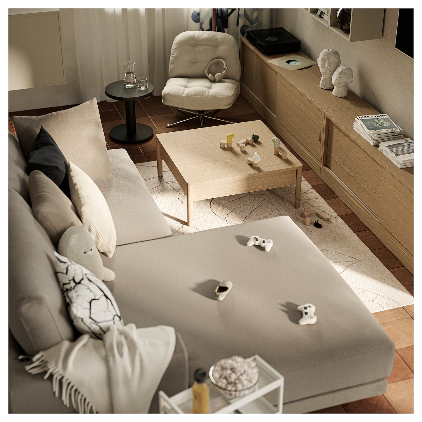 Thumbnail - IKEA UPPÅKRA Récamierenelement mit Armlehne links/Johanneshov braunbeige Johanneshov braunbeige