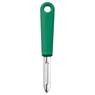 Grüner UPPFYLLD Sparschäler, Klinge aus rostfreiem Stahl, Kunststoffgriff mit Aufhängeloch.