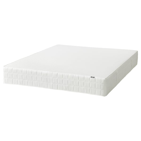 Weiße Schaumstoffmatratze, VATTAO von IKEA, rechteckig, gesteppte Seiten, Memory-Schaum, bequeme Unterstützung.