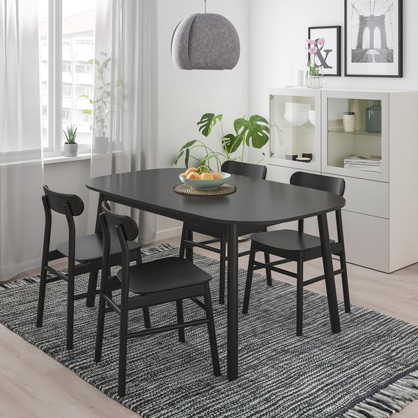 VEDBO / RÖNNINGE Tisch und 4 Stühle - schwarz, schwarz ...