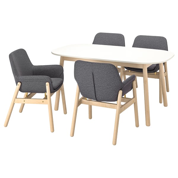 VEDBO / VEDBO Tisch und 4 Stühle, weiß, Birke, 160x95 cm ...