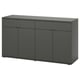 Option: VIHALS schwarzes Sideboard mit vier Türen und Schubladen, modernes, minimalistisches Design, geeignet für Esszimmer oder Flure.