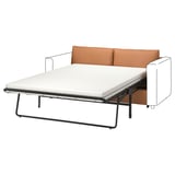 VIMLE Schlafsofa aus hellbraunem Leder, modernes Design, ausziehbares Sofa mit weißer Matratze, Metallrahmen.