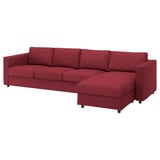 VIMLE rotes L-förmiges Sofa, modernes Design, weiche Kissen, einfache Aufbewahrung.