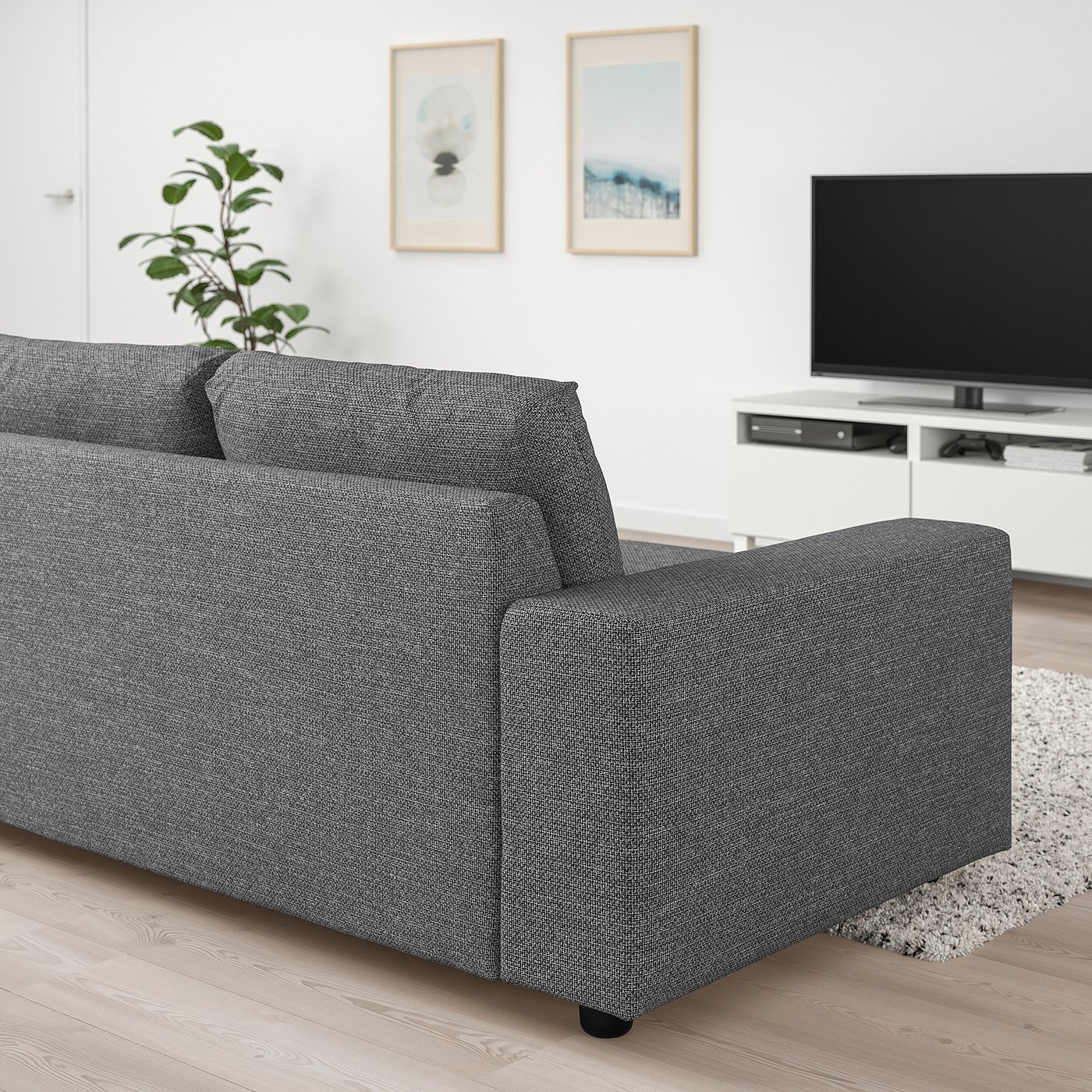 Thumbnail - IKEA VIMLE 4er-Sofa mit Récamiere mit breiten Armlehnen/Lejde grau/schwarz mit breiten Armlehnen/Lejde grau/schwarz