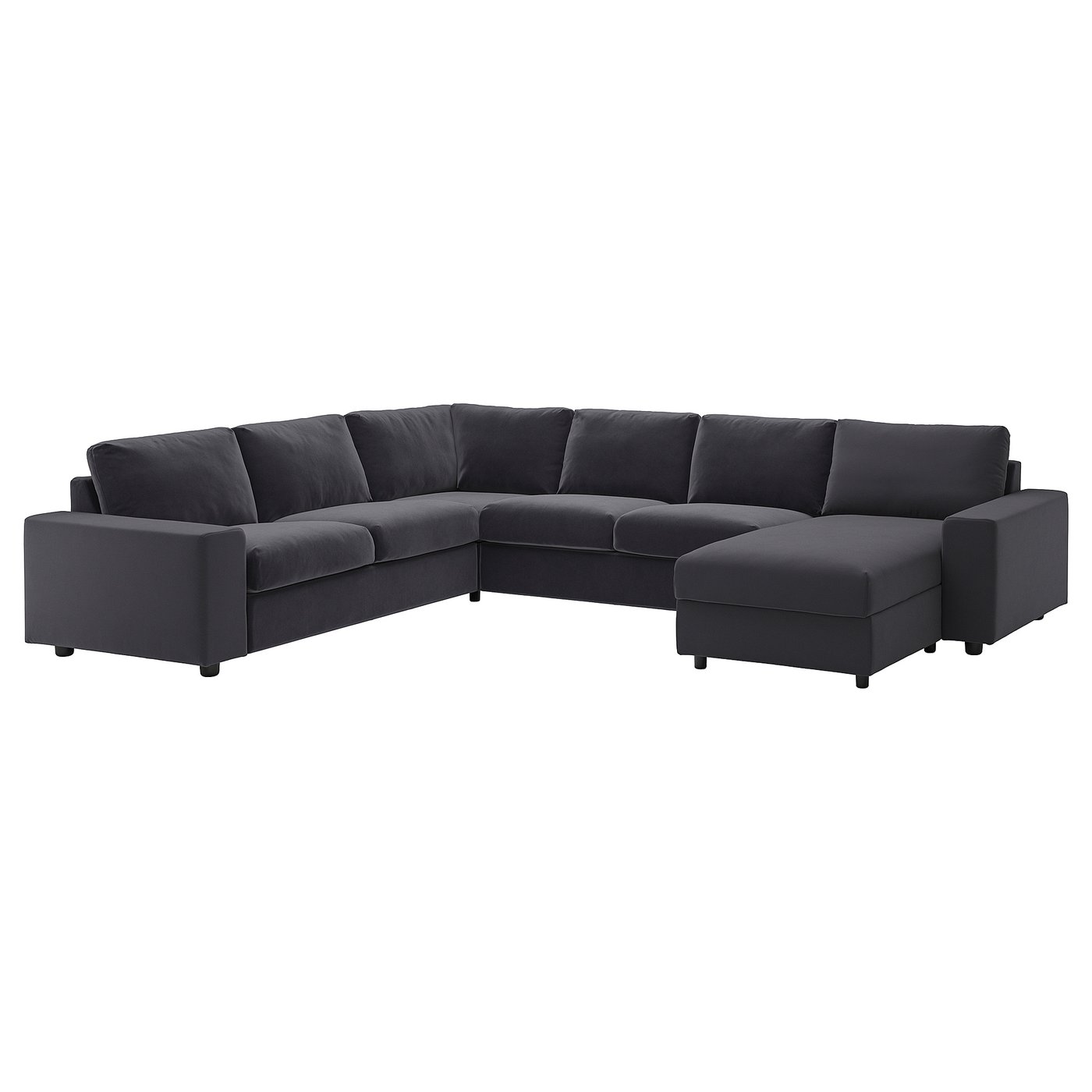 IKEA VIMLE 5er-Eckbettsofa mit Récamiere mit breiten Armlehnen/Djuparp dunkelgrau mit breiten Armlehnen/Djuparp dunkelgr...