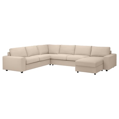 VIMLE Sektionssofa, beige, L-förmig, modernes Design, Polsterung aus Polyester und Baumwolle.