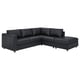 Option: VIMLE L-förmiges Sofa aus schwarzem Leder: modernes, schlankes Design mit Chaiselongue und Kissen