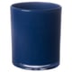 Blauer zylindrischer Kerzenhalter aus Keramik, glatte Oberfläche, einfarbig.