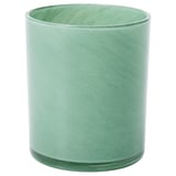 Dieses Bild zeigt einen VINDSTILLA Kerzenhalter in Grün aus Glas mit strukturiertem Design.