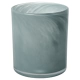 Runder Kerzenhalter aus mattiertem, blau-grünem Glas. Handgefertigt mit einem gewellten, strukturierten Design.