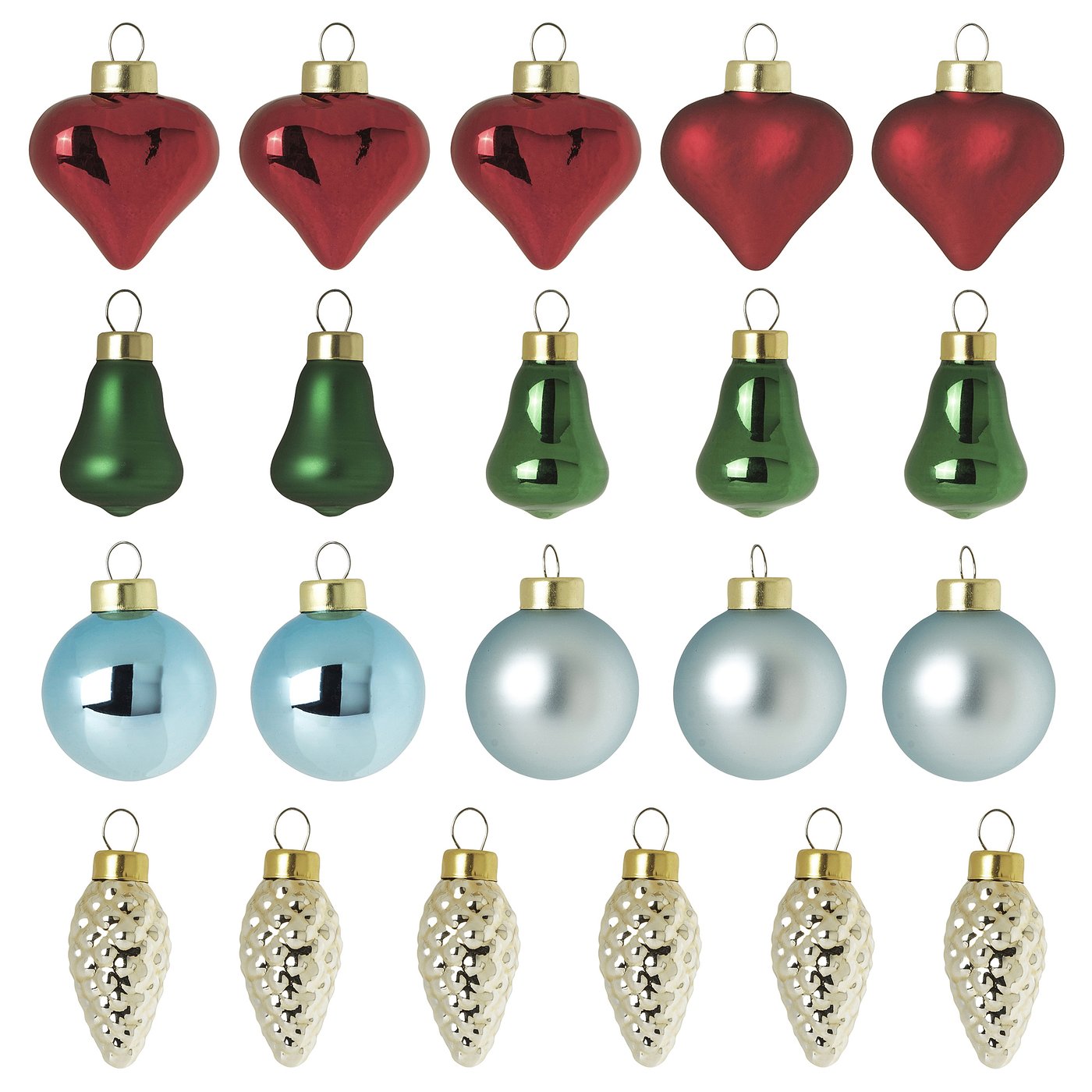 IKEA VINTERFINT Baumschmuck 20-tlg. Kugel Glas/verschiedene Formen versch. Farben