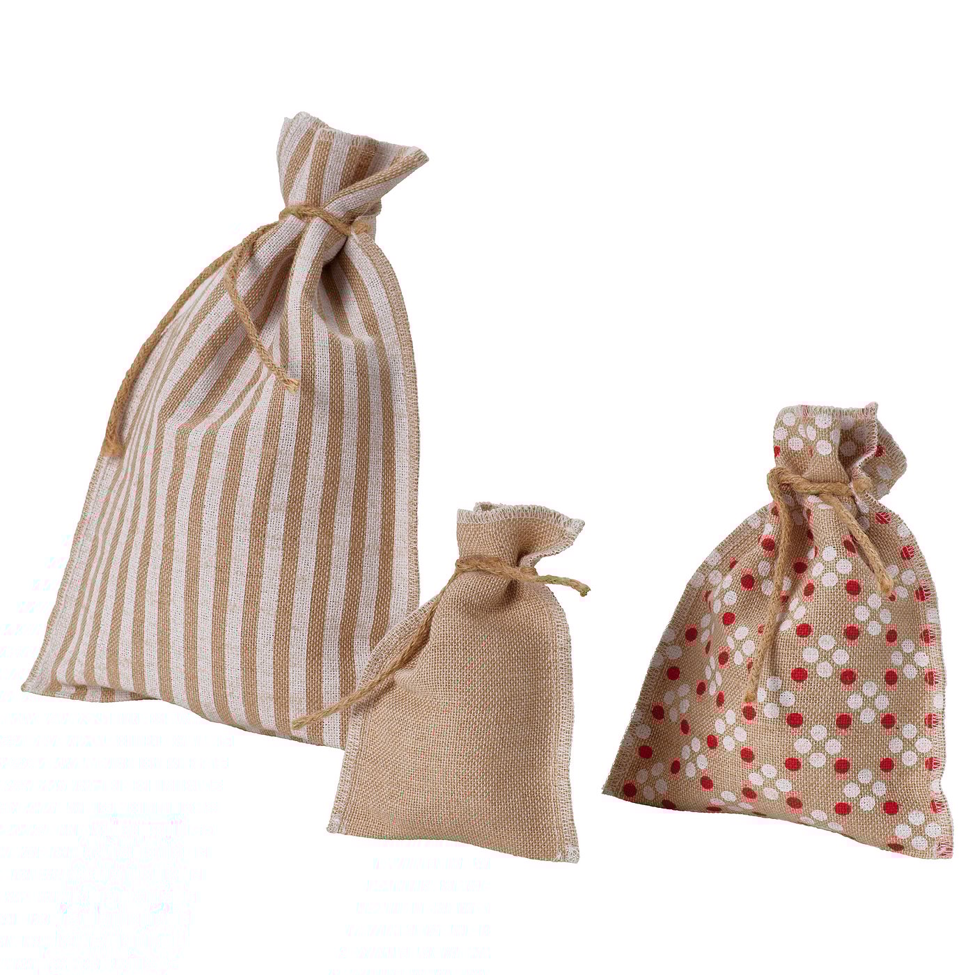 IKEA VINTERFINT Geschenktüte 3er-Set verschiedene Muster/Jute weiß