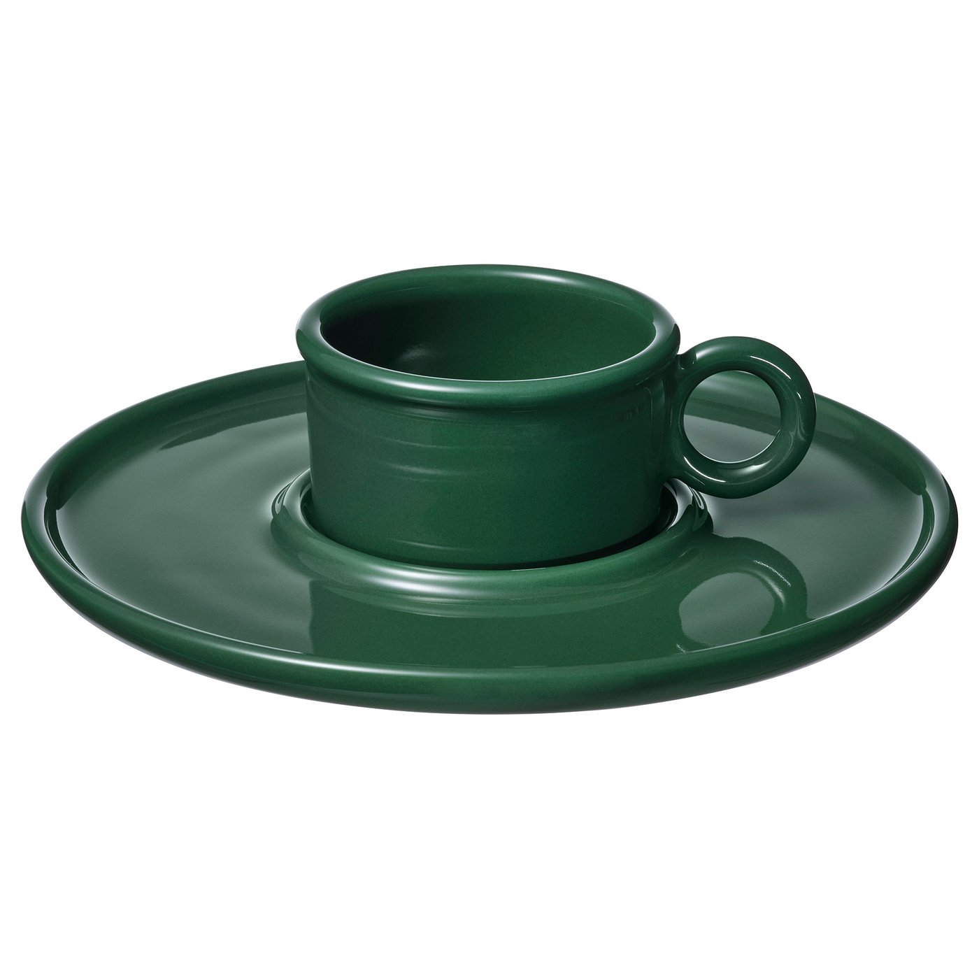 IKEA VINTERFINT Tasse mit Untertasse dunkelgrün