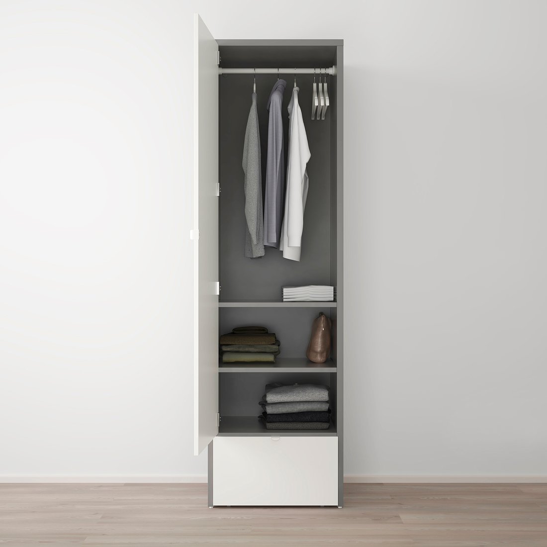 VISTHUS Kleiderschrank, grau/weiß, 63x59x216 cm - IKEA Deutschland