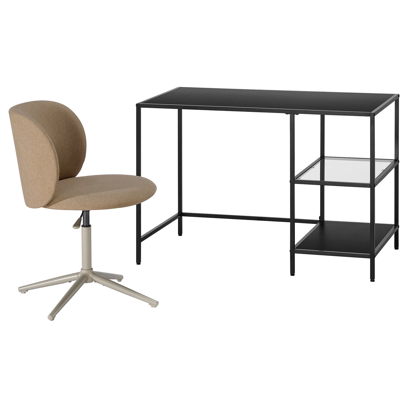 IKEA VITTSJÖ / KRYLBO Schreibtisch und Stuhl schwarzbraun/dunkelbeige
