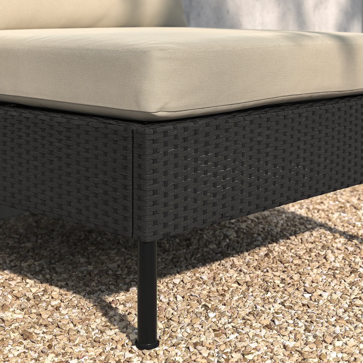 Thumbnail - IKEA VITTSKÄR Récamierenelement für draußen Kunststoffrattan dunkelgrau/Frösön/Duvholmen beige 80x80 cm\80x44 cm\\80x80 ...