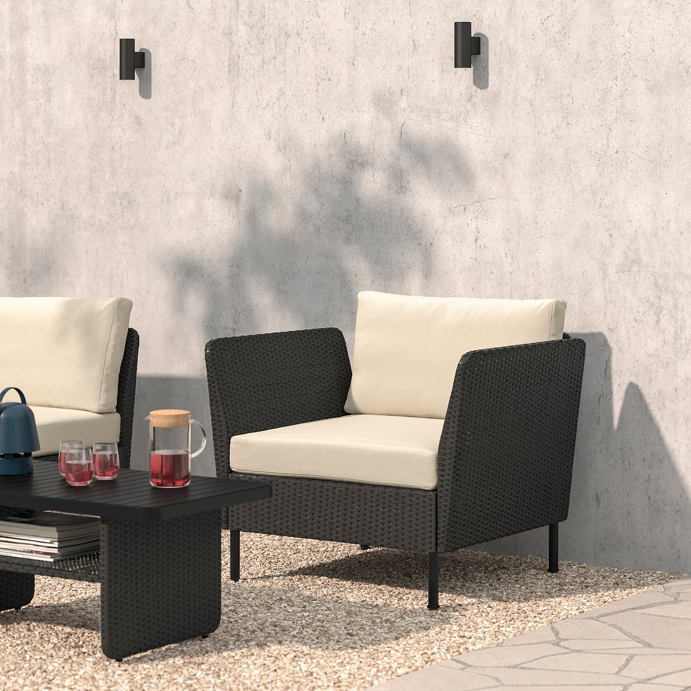 Thumbnail - IKEA VITTSKÄR Sesselelement Kunstrattan dunkelgrau/Frösön/Duvholmen beige 80x80 cm\80x44 cm\\80x80 cm\\80x44 cm