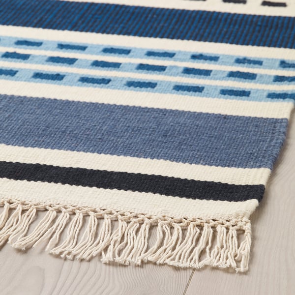 vonsild teppich flach gewebt handarbeit blautone 200x300 cm ikea deutschland