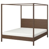 YTTERVÅG Himmelbett aus Holz, dunkelbraun, mit verstellbaren Seiten, massive Kiefer, Himmelbett-Design.