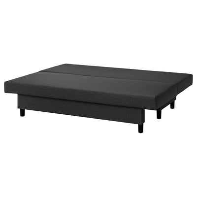 Black ÄLVDALEN sofa with cushions. Modern, angular design, ideal for small spaces. A hidden bed mechanism.