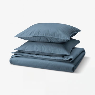 ÄNGSLILJA Duvet cover and 2 pillowcases, dark blue, 240x220/80x80 cm