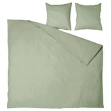 ÄNGSLILJA bedding set: light green, cotton duvet & pillows, simple square design.