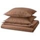 Brown recycled cotton ÄNGSLILJA bedding set, duvet cover & pillowcases.