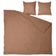 Brown bedding set: duvet & 2 pillows. Soft, recycled cotton. Simple, square design.