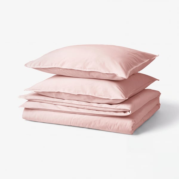 ÄNGSLILJA Duvet cover and 2 pillowcases, light pink, 240x220/80x80 cm