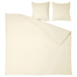 ÄNGSLILJA bedding set: cream, 100% cotton, includes flat sheet, 2 pillowcases, plain design.