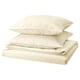 Option: AeÄNGSLILJA cream-colored bed set, natural cotton, folded, includes duvet & pillowcases.