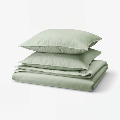 ÄNGSLILJA Duvet cover and 2 pillowcases, pale grey-green, 240x220/80x80 cm
