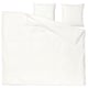 White bedding set with duvet and pillows, simple design.