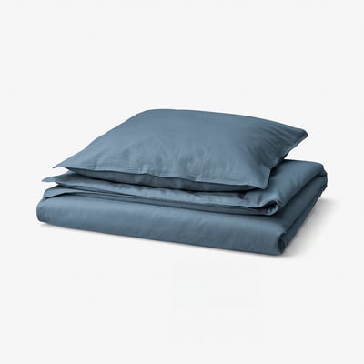 ÄNGSLILJA Duvet cover and pillowcase, dark blue, 140x200/80x80 cm